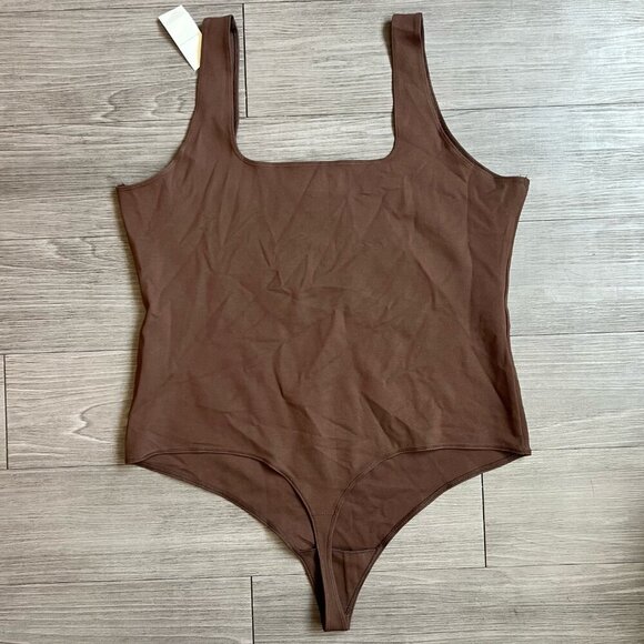 NWT Abercrombie & Fitch Soft AF Ponte Notch Bodysuit Chocolate Brown Size XXL - Picture 7 of 8